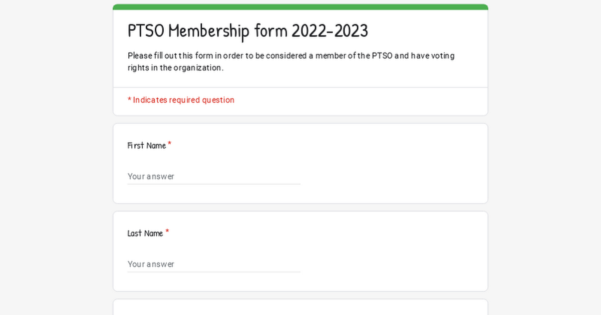 PTSO Membership form 2022-2023