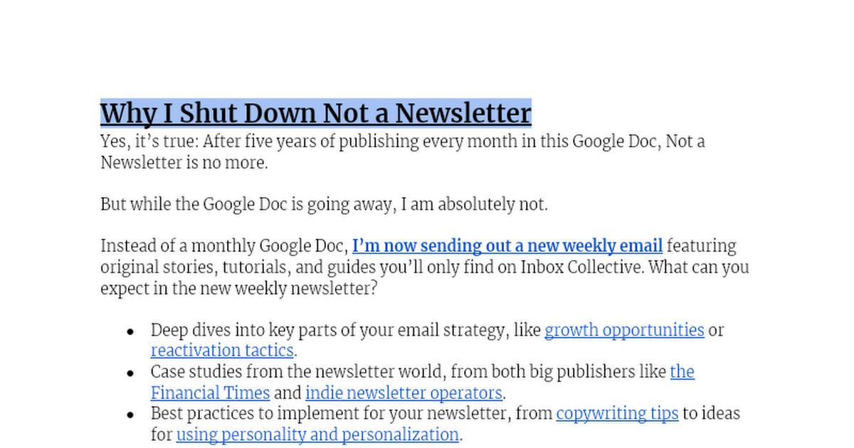 Not a Newsletter: A Monthly Guide to Sending Better Emails