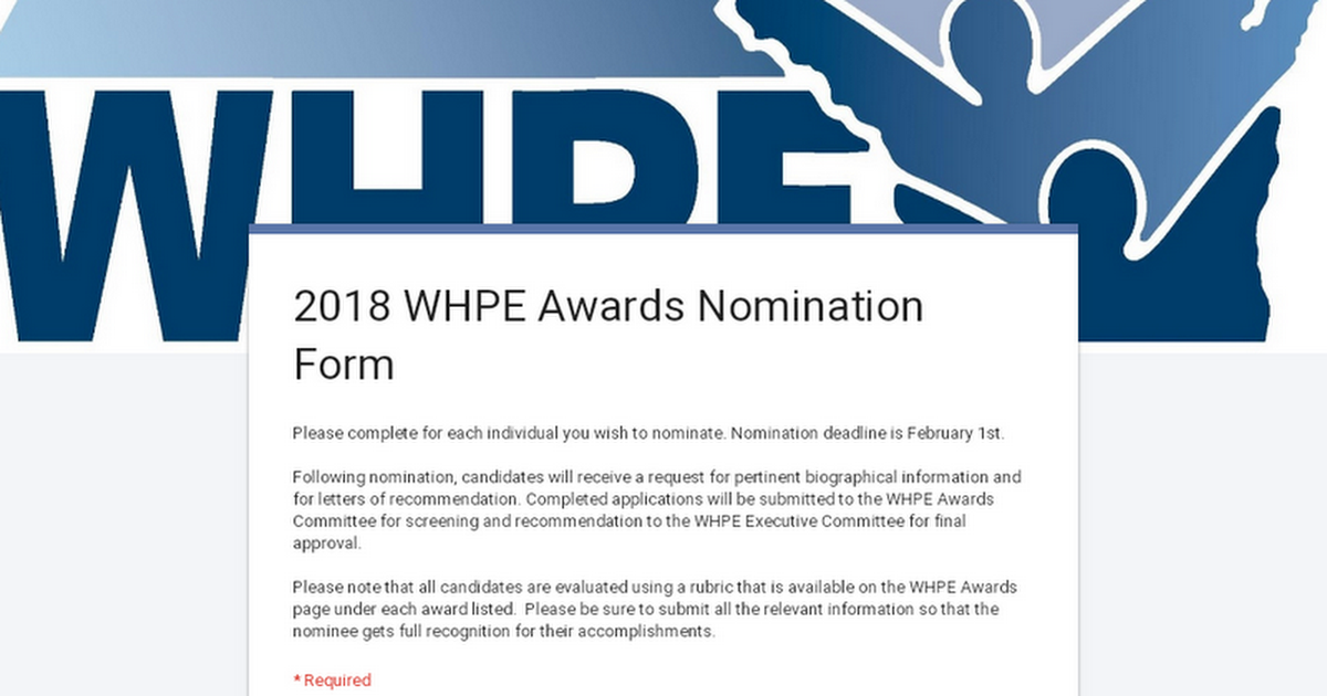 WHPE Awards Nomination Form