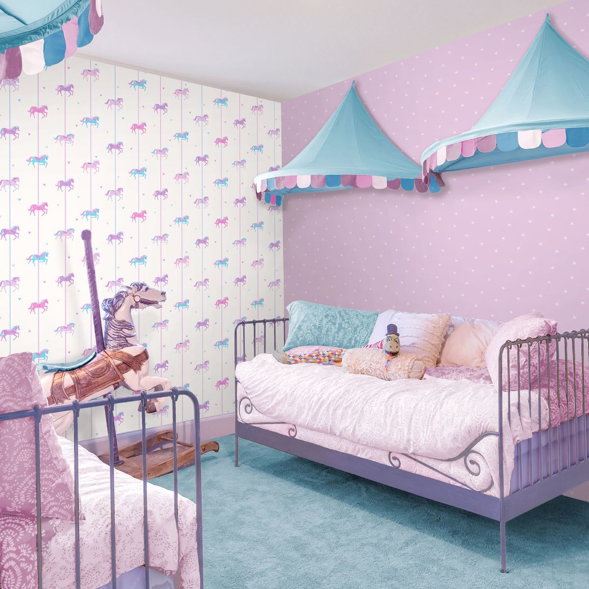 Pastel Pink Blue Bedroom Design