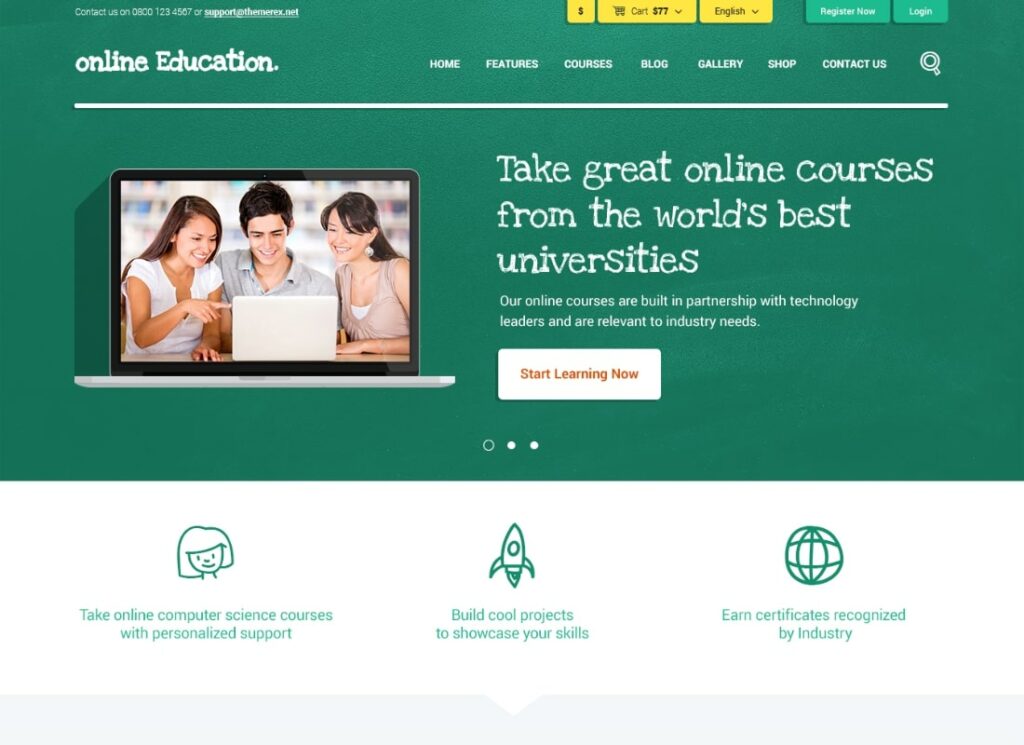 Centro de educación |  LMS Online University & School Cursos que estudian el tema de WordPress