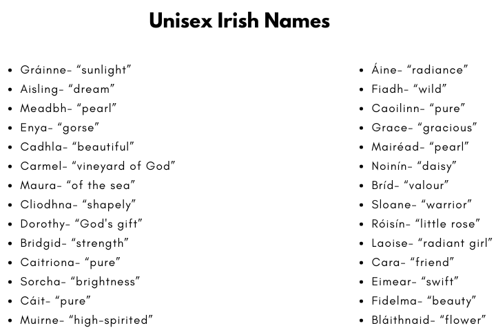 Unisex Irish Names