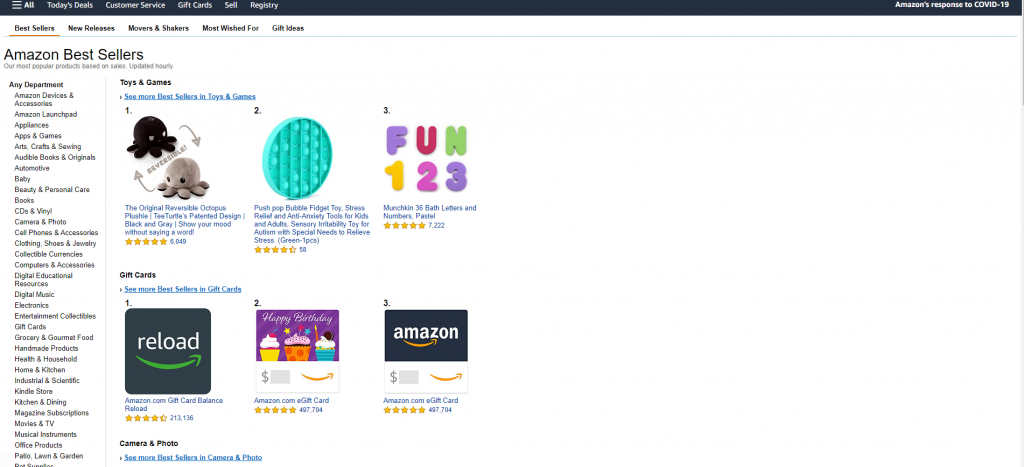 Ý tưởng sản phẩm-Danh sách bán chạy nhất của Amazon