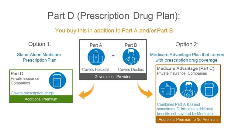 Graphic image depicting the various option answers for What is Medicare Part D?