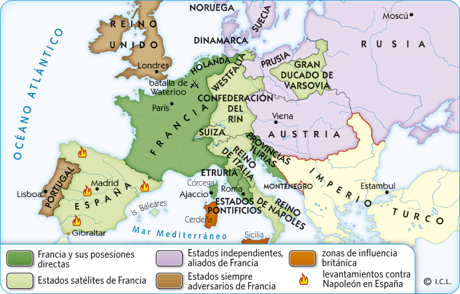 Resultado de imagen de mapa do imperio napoleonico