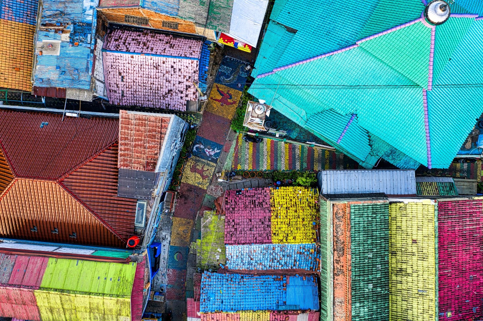 colorful town roofs