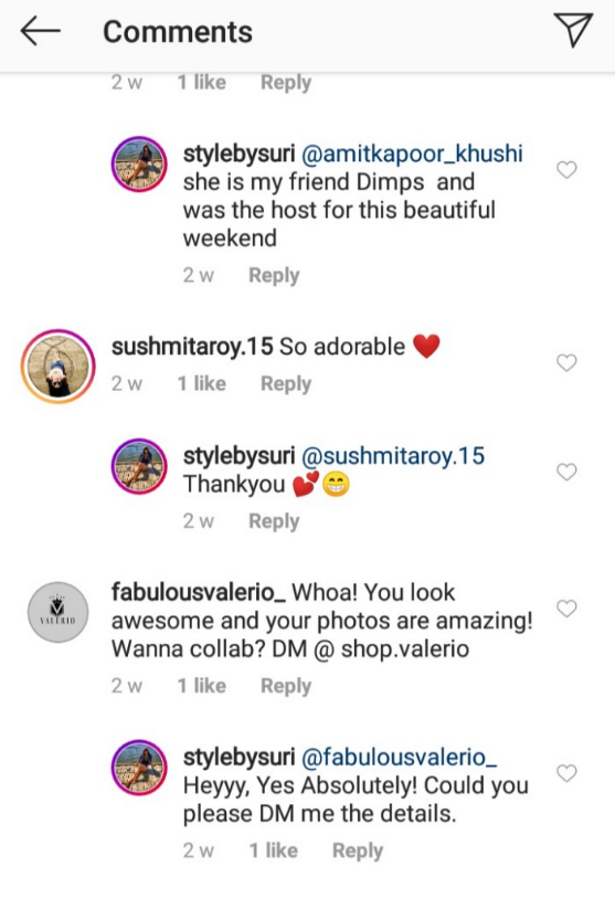 Instagram comments section