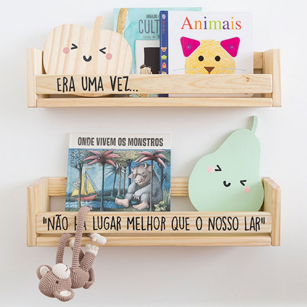 Porta-livros quarto infantil confortável - Ateliê Baobá