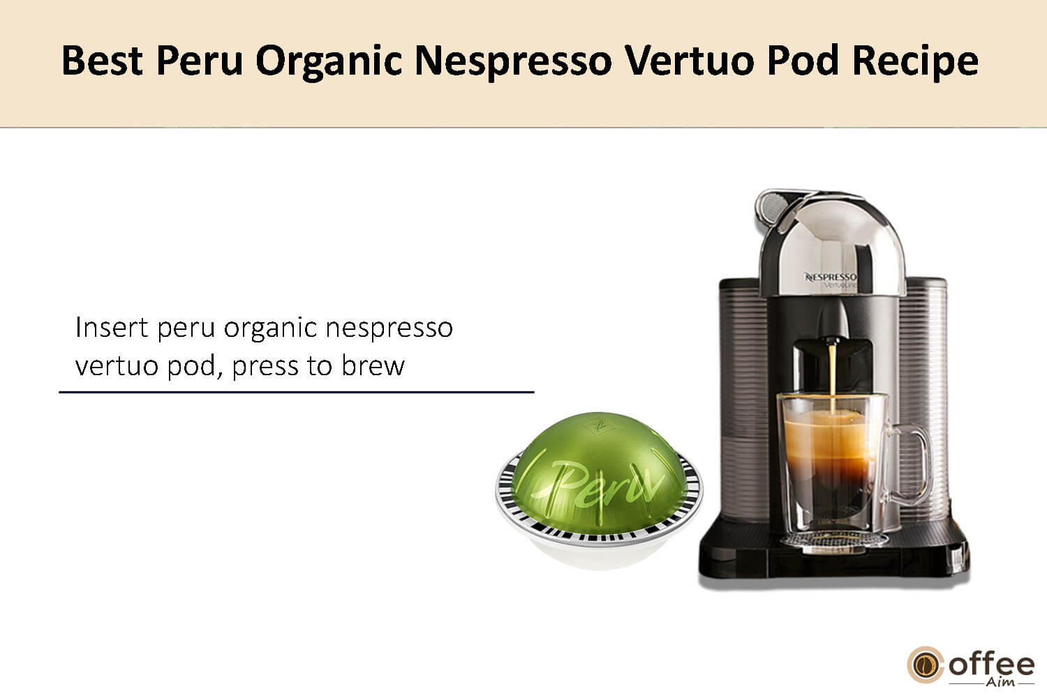 In this image, I elucidate the preparation instructions for crafting the finest Peru Organic Nespresso Vertuo coffee pod.