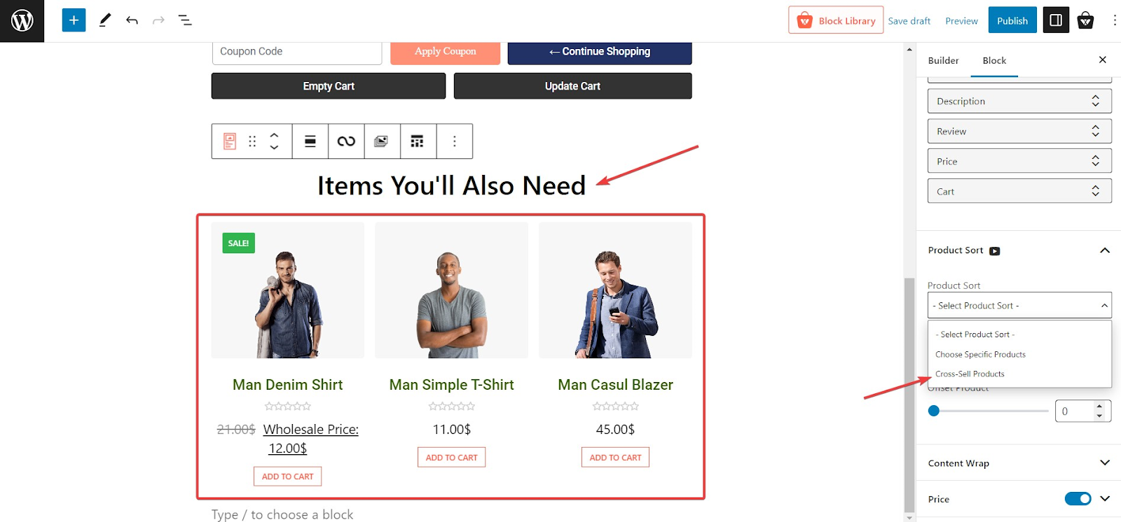Cross sell product customization in cart page