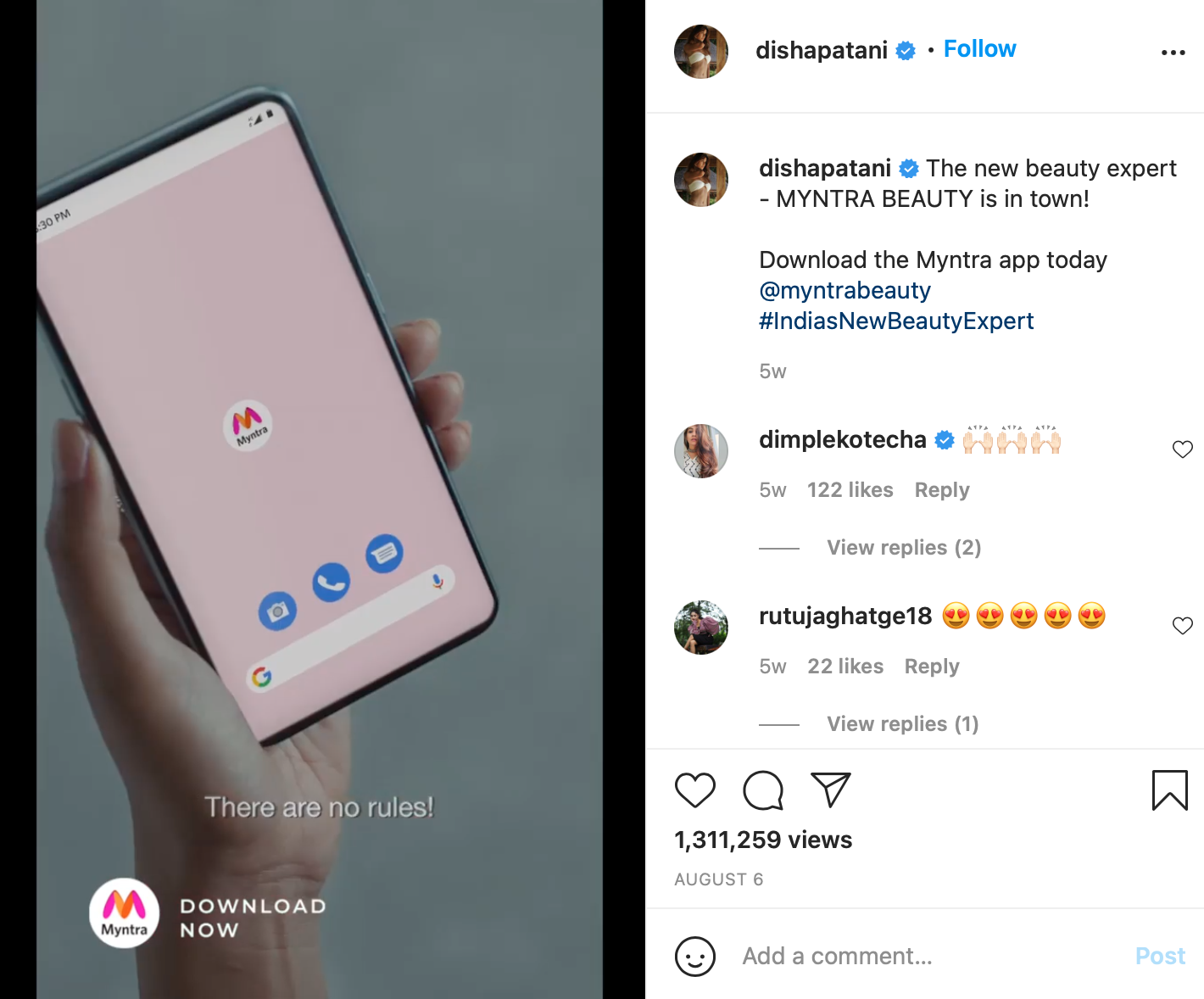 An Instagram video post on using an app
