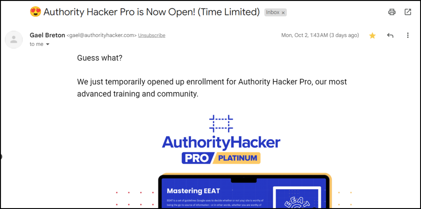 Authority Hacker Pro waiting list