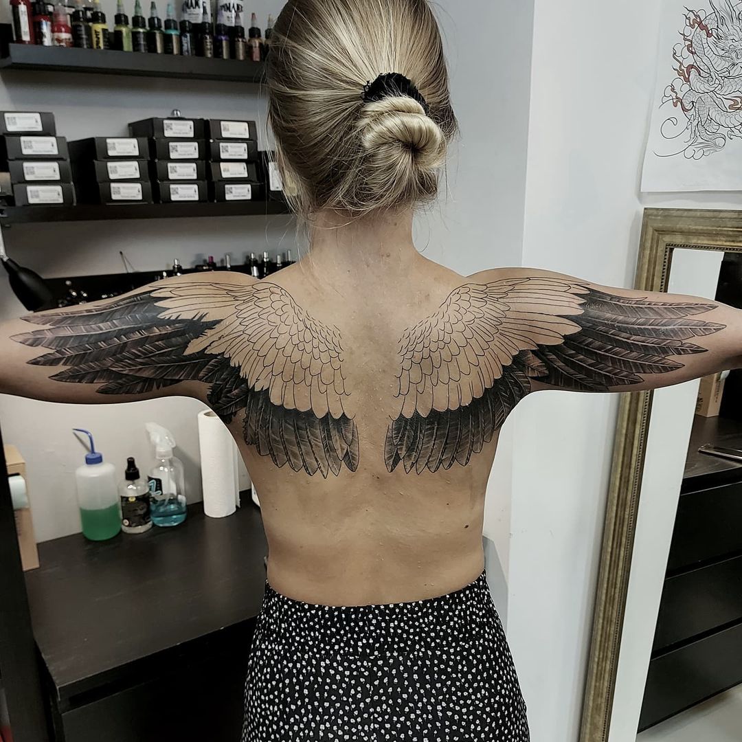 Lovely Feather Wings Tattoo