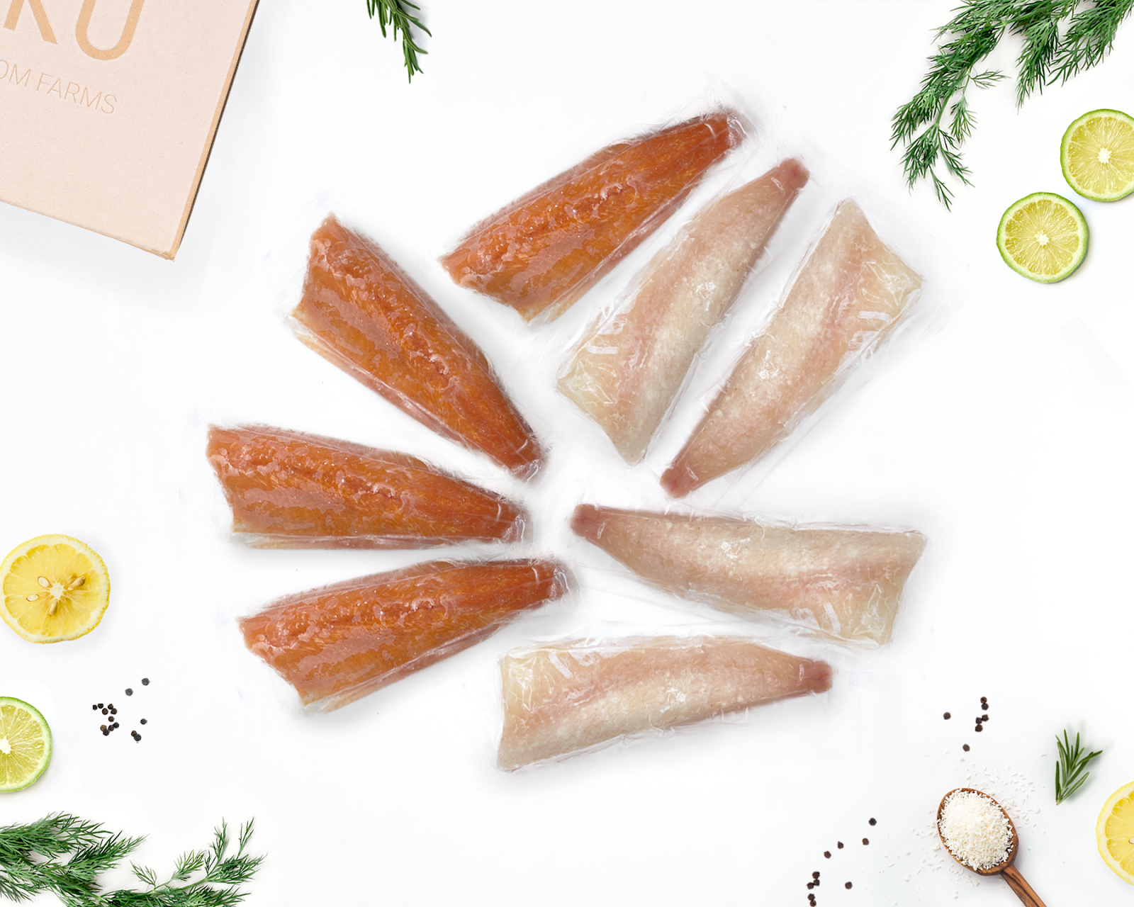 Various mixture of rainbow trout and pickerel fillets.