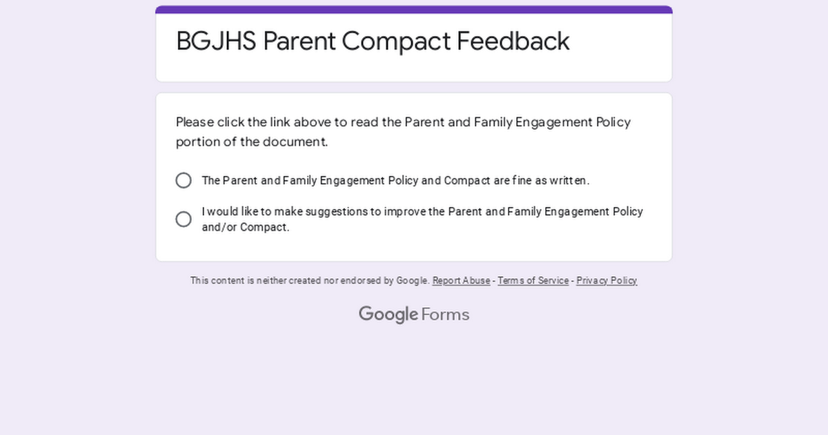BGJHS Parent Compact Feedback