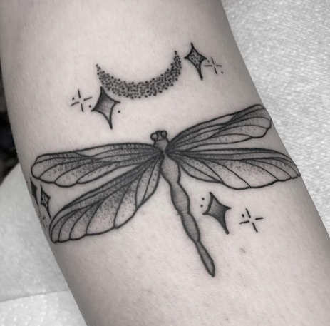mini tattoos of moon and stars