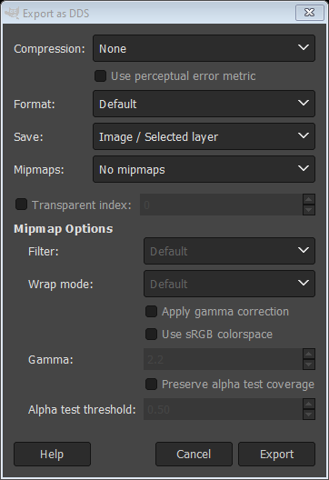 Export as DDS