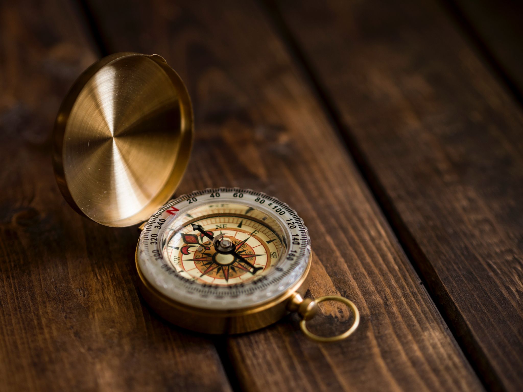 Gold Compass in the shape of a pocket watch 