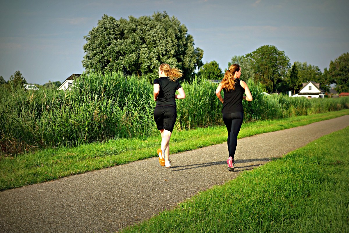 women running on road, exercise, cardio, fitness, health