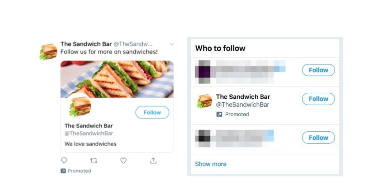 Twitter広告のフォロワー獲得広告（旧プロモアカウント）の表示の例