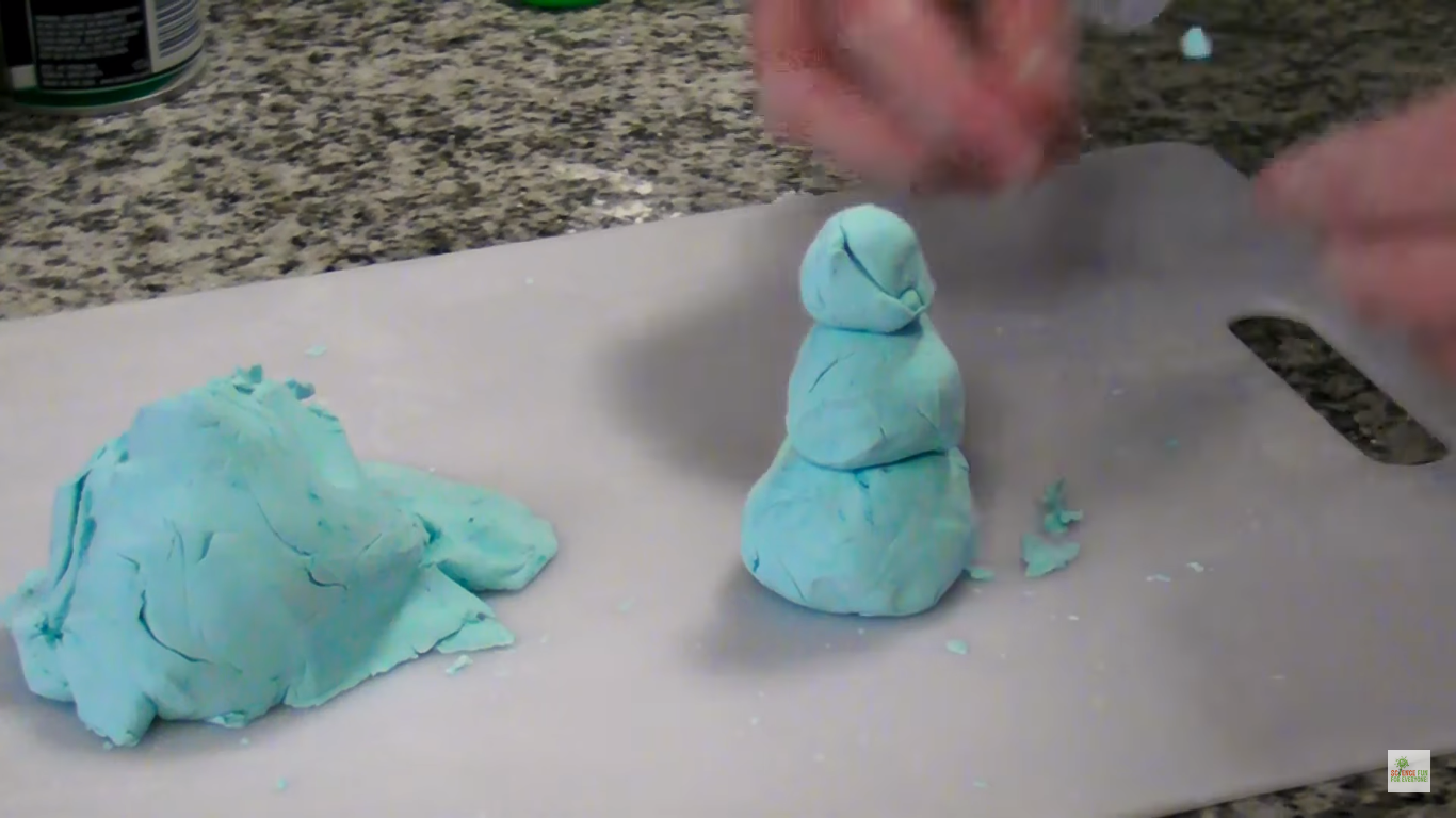 Snow Is Created by Combining Shaving Cream and Cornstarch