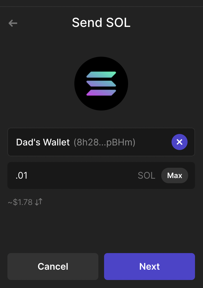 A screenshot of a Phantom wallet.
