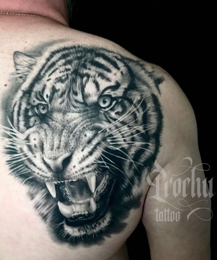 Stunning Roaring Tiger Tattoo Design