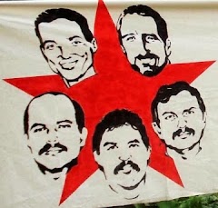 Grafik: In rotem Stern Porträs der fünf Kubaner.