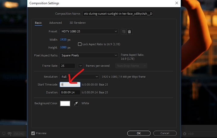 Modify start timecode to 0 on blithe illustration