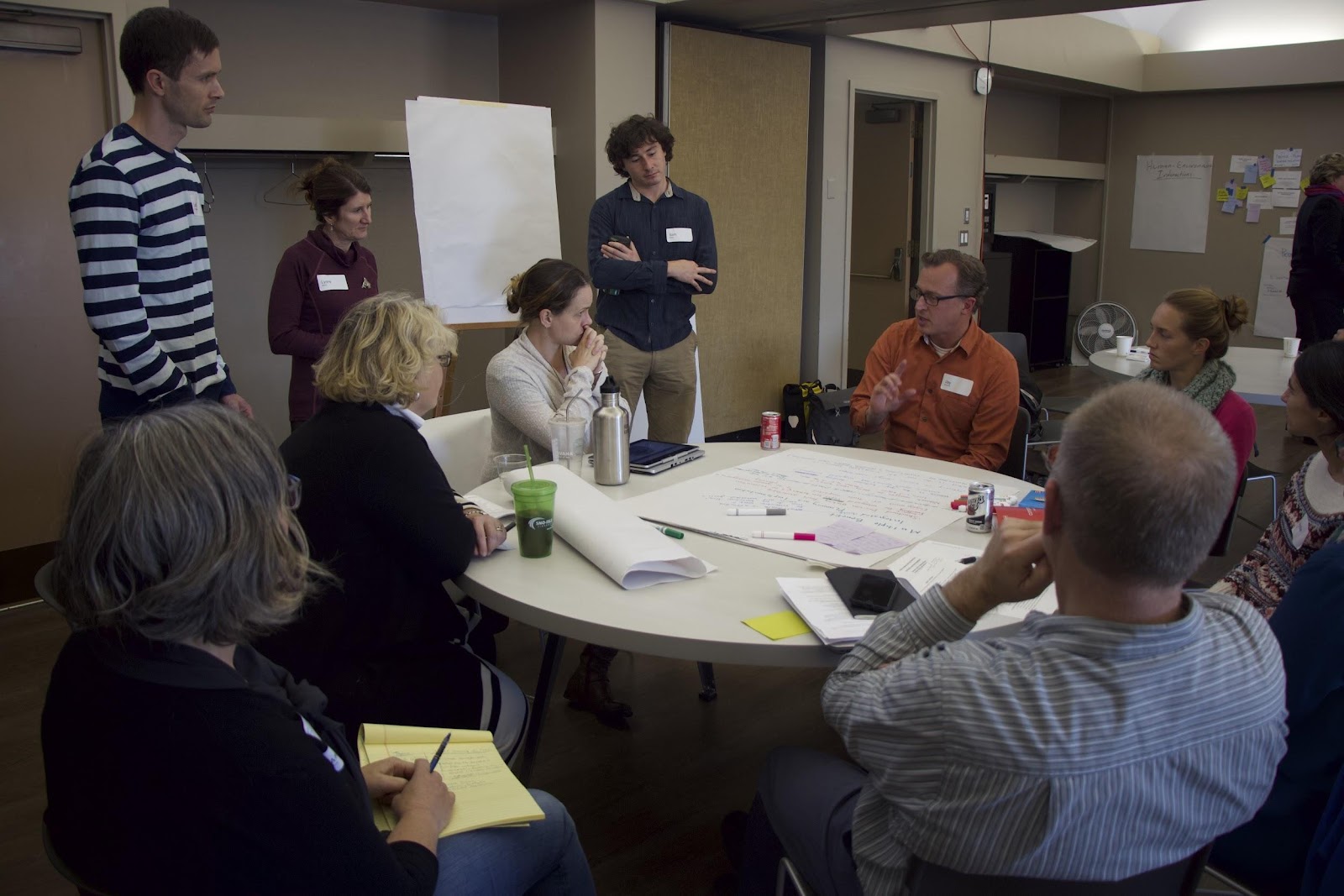 Photo of a break-out group of restoration practitioners talk to a group of social scientists about the issues they face. 