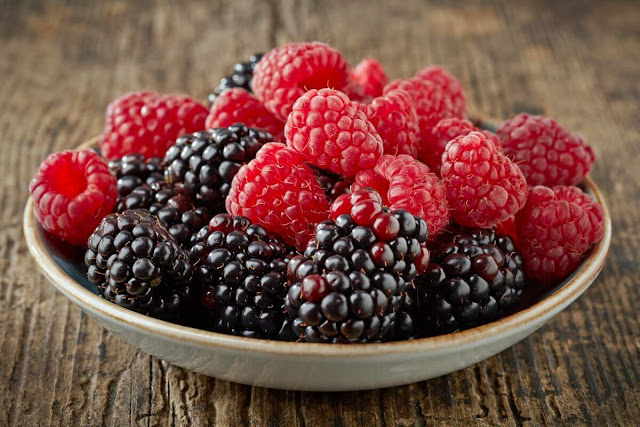 raspberries and blackberries