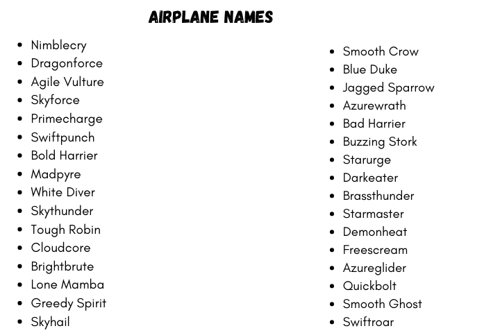 Airplane Names