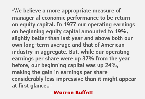 Bức thư Warrent Buffet gửi cổ đông năm 1977- ROE và EPS
