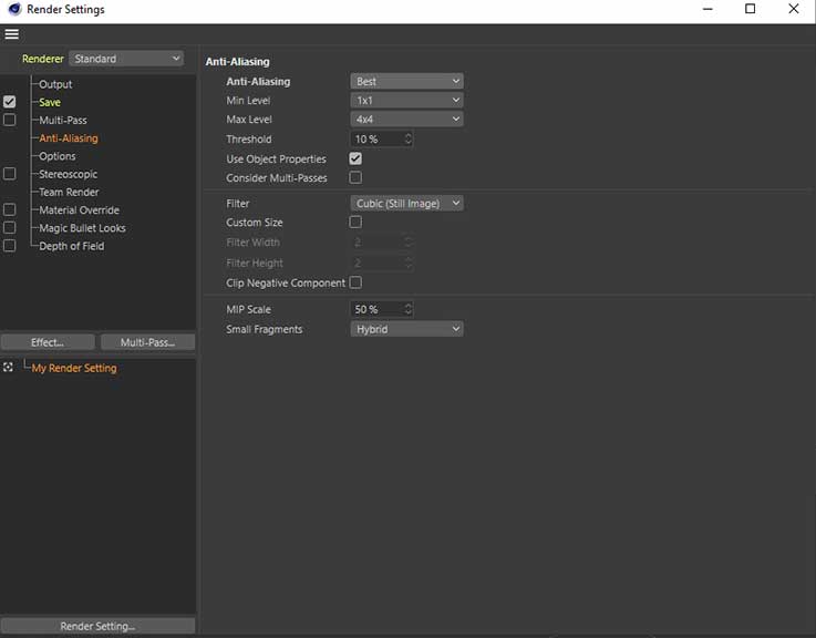 Anti-aliasing render settings