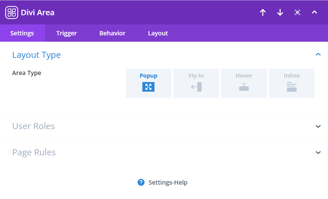 Setting the popup type for our countdown popup