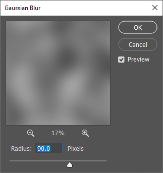 Shows Gaussian Blur filter option settings