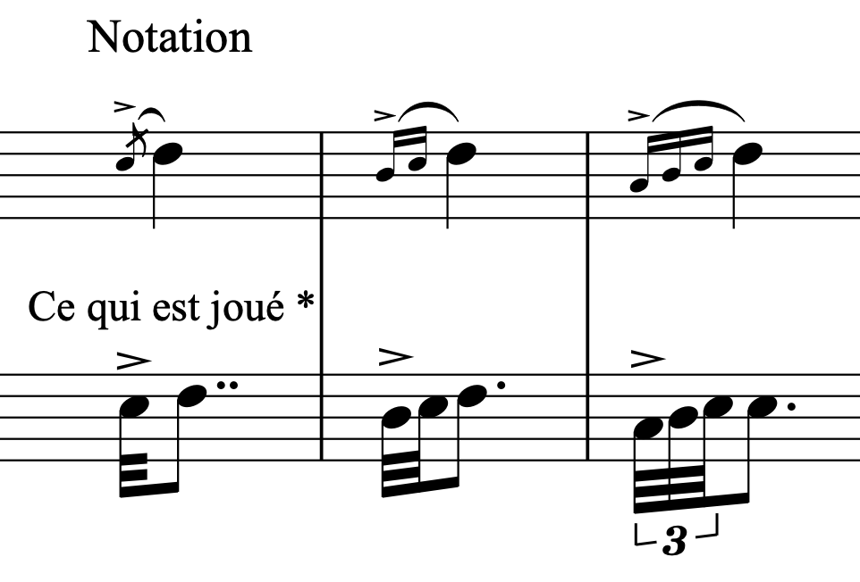 Jouer une appoggiature sur le temps