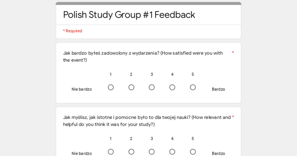 Polish Study Group #1 Feedback