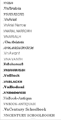 một số font chữ TCVN3 (ABC)