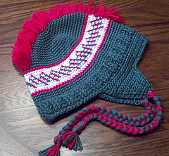 crochet earflap hat with faux mohawk