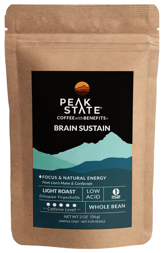 Peak State Brain Sustain Coffee sample package.