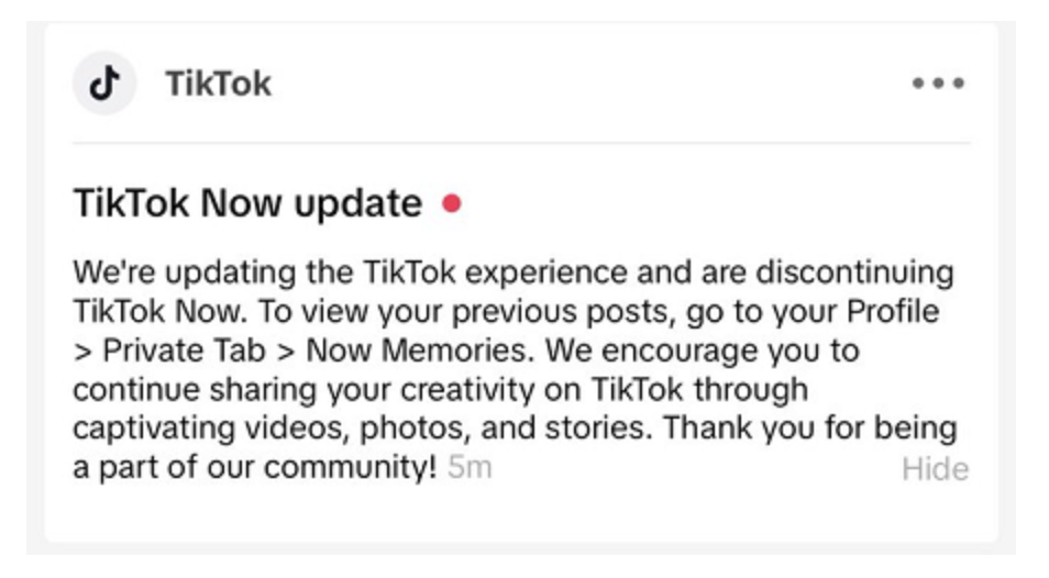TikTok Discontinues TikTok Now