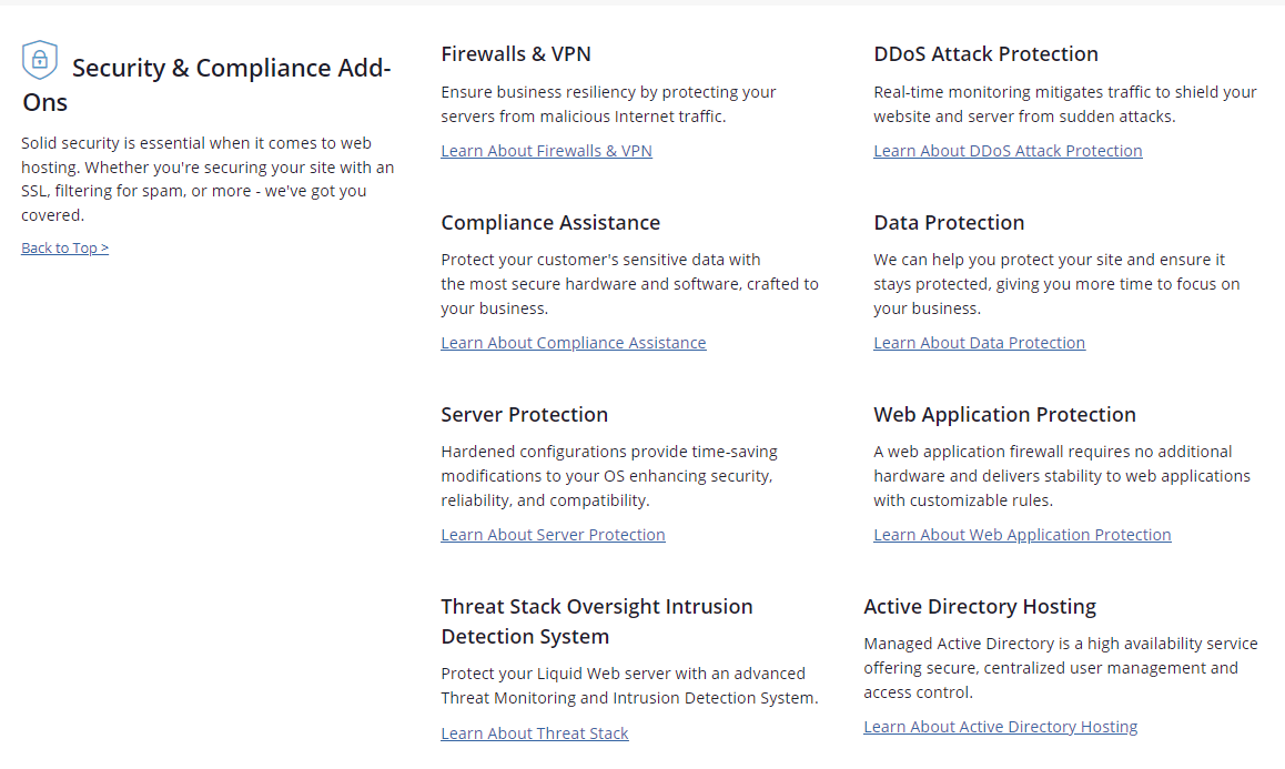 Security & Compliance Add-Ons at Liquid Web.