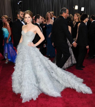 Image may contain Amy Adams Human Person Fashion Premiere Red Carpet Red Carpet Premiere Wedding Gown and Wedding