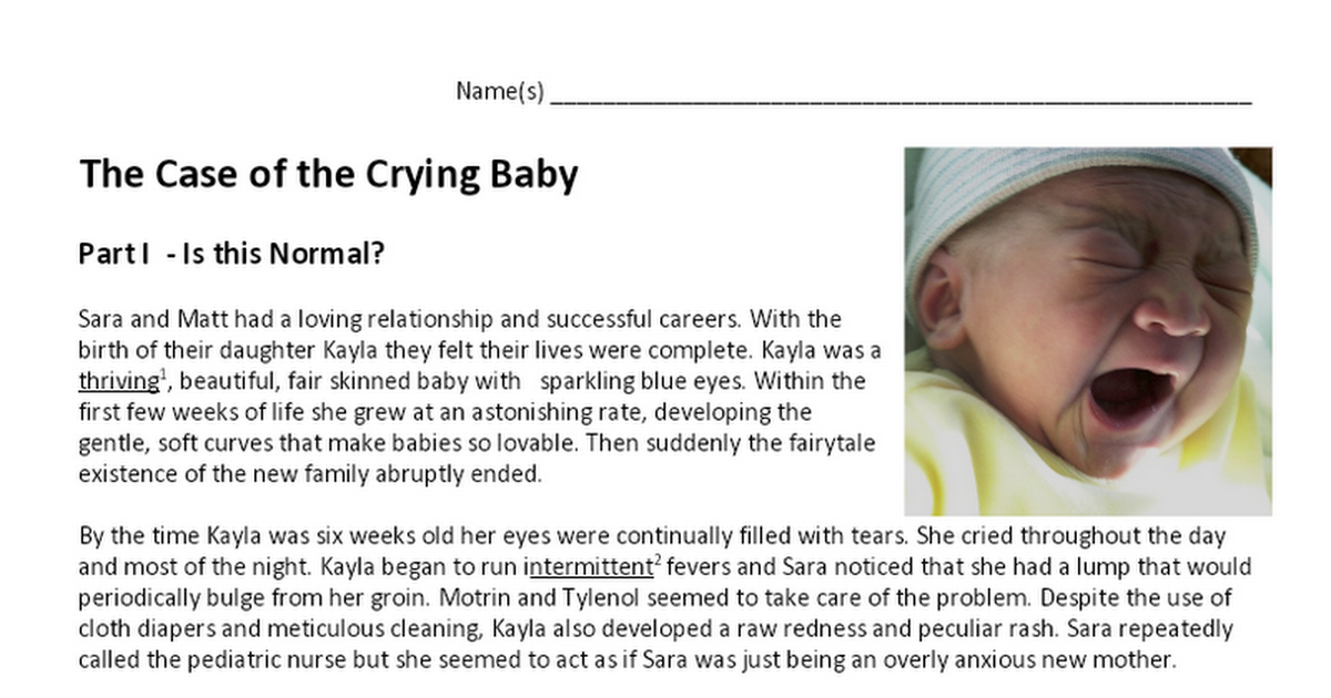 crying baby case study answers