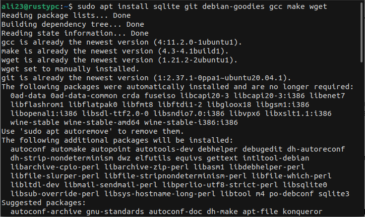 Installing packages on Ubuntu