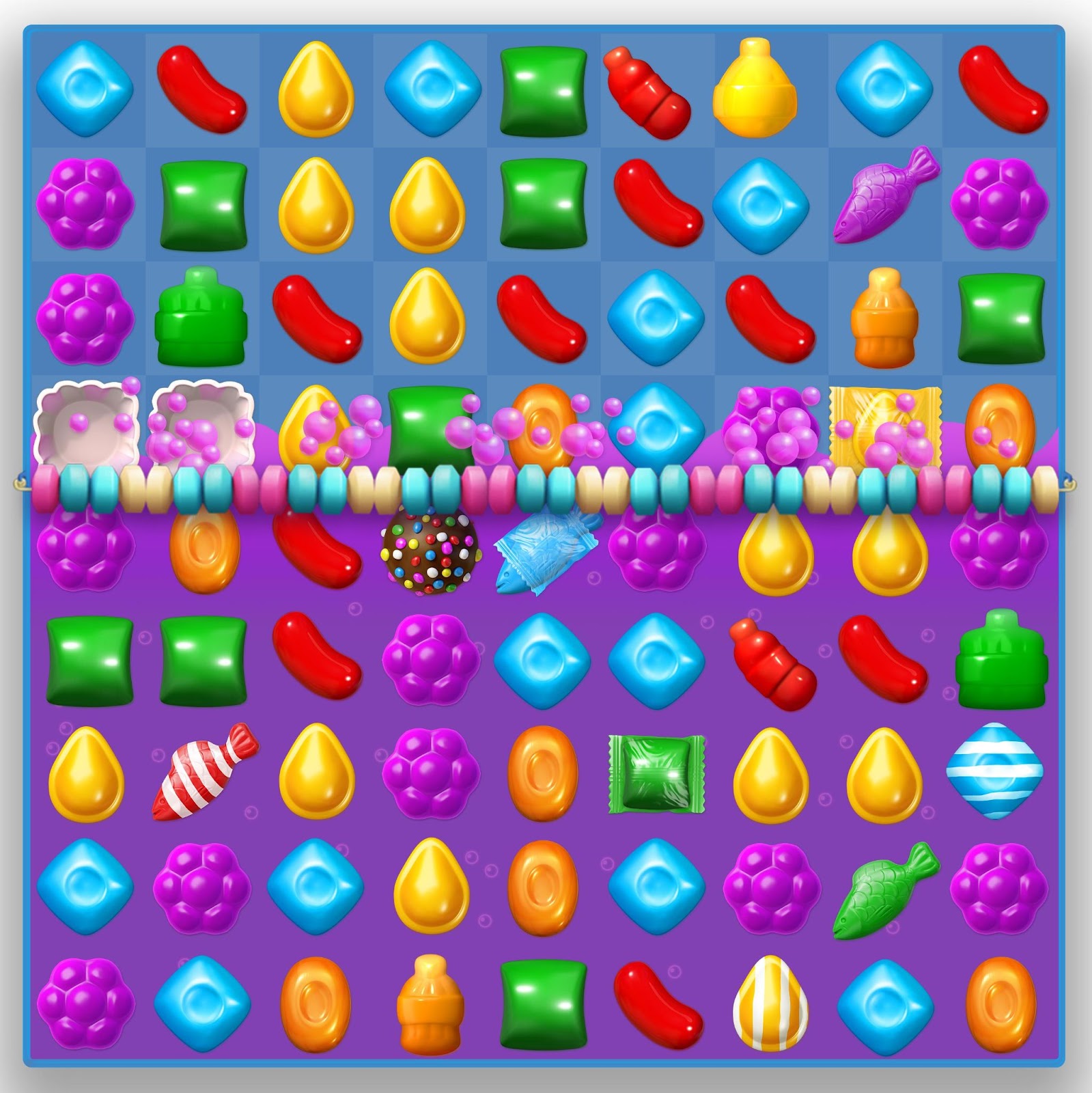 Game board with colourful candies