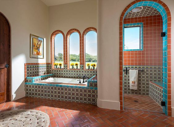 Moroccan feel brown bathroom