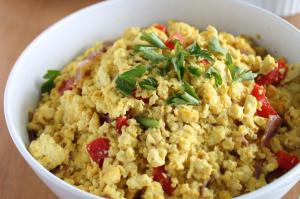 Homemade tofu egg veggie scramble