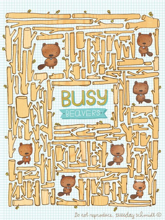 Busy Beavers Art Poster by Tuesday Schmidt